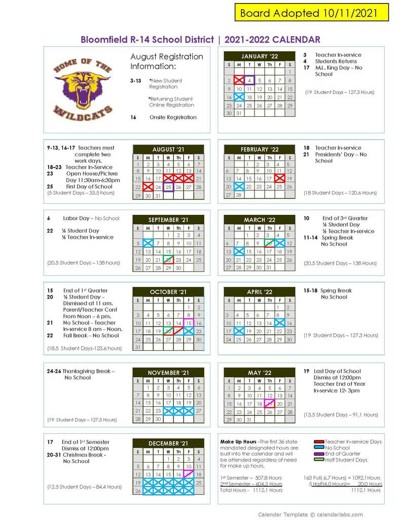 Amended School Calendar